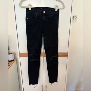 J Brand Cropped Skinny Stylish Black Distressed Women Jeans